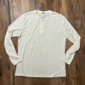 Men's Long-Sleeve Henley Shirt in Cream